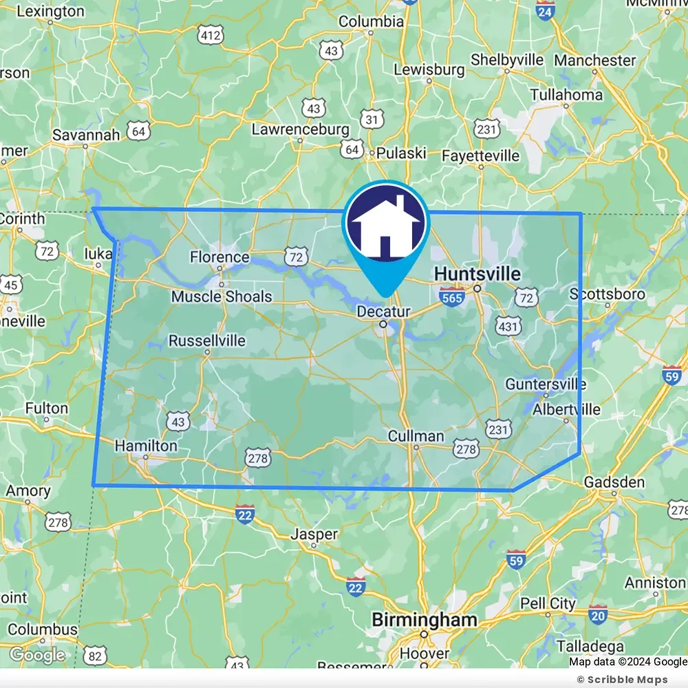 Defense Pest Solutions Service Area Map Alabama
